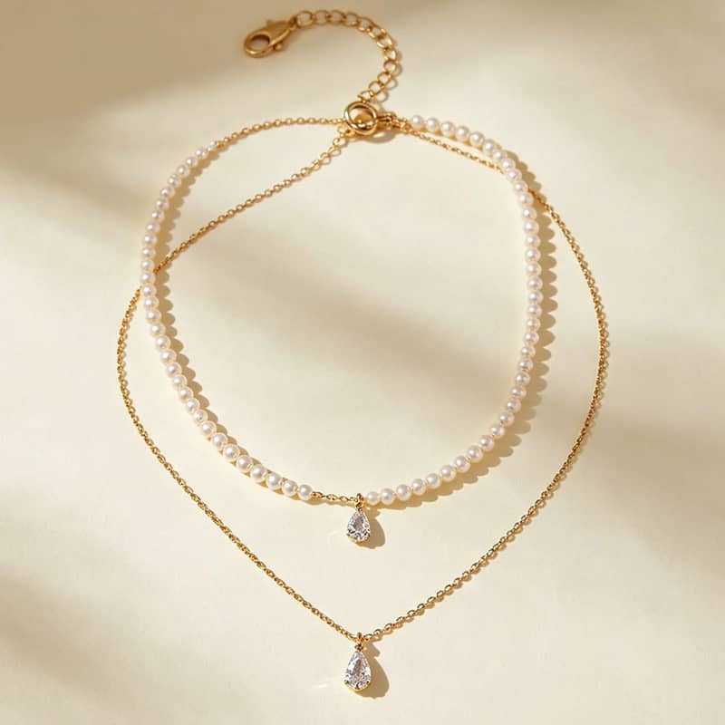 Elevate Your Daily Styling With Fisorat Layered Pearl Necklaces.